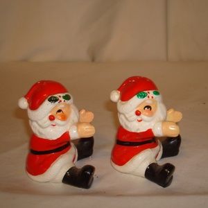 Salt and Pepper Shakers Santas Fitz and Floyd Ceramic Vintage